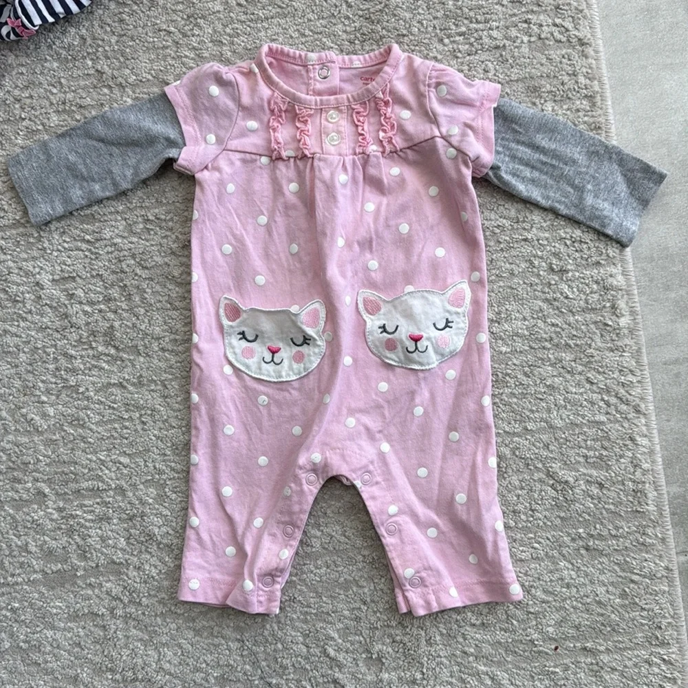 6 Piece Girl's Carter's, Old Navy Tops and Bottoms Bundle - Size 3-6 Months